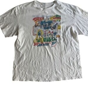 Miami Dolphins Dan Marino T Shirt Mens XL White Cotton Graphic Master Airwaves